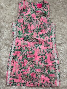 Lilly Pulitzer Pink and Green Tropical Print A-Line Sundress